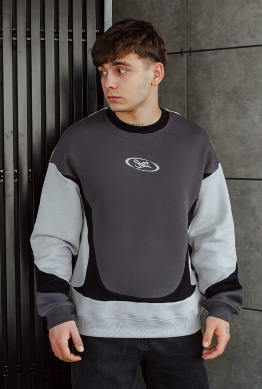 Чорно-сірий світшот Staff logo colorblock2 oversize fleece