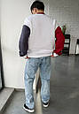Біло-сіро-червоний світшот Staff logo 2 colors fleece oversize, фото 3