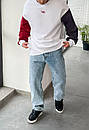 Біло-сіро-червоний світшот Staff logo 2 colors fleece oversize, фото 4