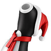 Вакуумний кліторальний стимулятор Satisfyer Penguin Holiday Edition, у шапочці та шарфі, фото 6