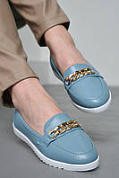 Туфли-лоферы женские голубого цвета 171076T Бесплатная доставка