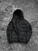 Куртка мужская стеганая Basic осенняя весенняя черная Ветровка демисезонная утепленная с капюшоном