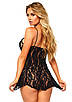 Пеньюар Leg Avenue Rose Lace Flair Chemise Black One Size KW, фото 3