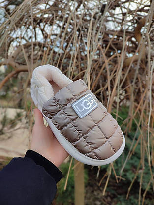 Дутики UGG COFFEE короткі уги хутряні низькі, що не промокають зимові теплі сліпони мокасини, фото 4