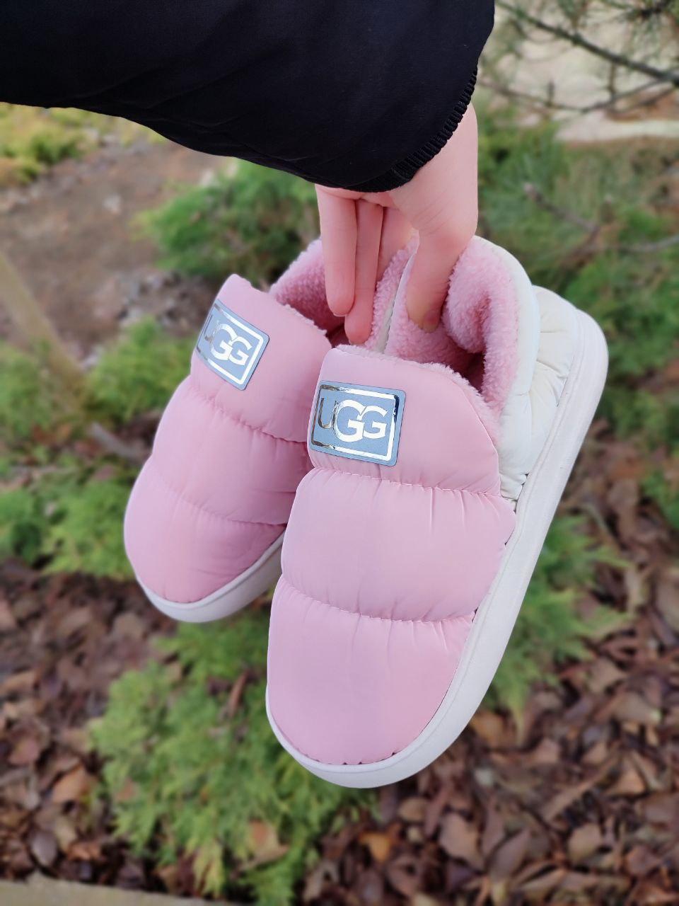 UGG Угги дутики стеганые автоледи РОЗОВЫЕ зимние pink короткие слипоны мокасины женские теплые