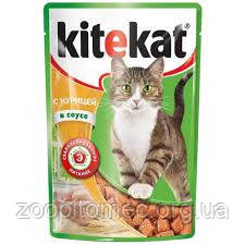 Кітікет Kitekat пауч вологий корм для дорослих кішок курка в соусі, 100 г