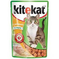 Кітікет Kitekat пауч вологий корм для дорослих кішок курка в соусі, 100 г