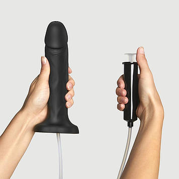 Фалоімітатор, що кінчає Strap-On-Me Squirting Cum Dildo Realistic Black, діам. 3,9 см, силікон  БОМБА
