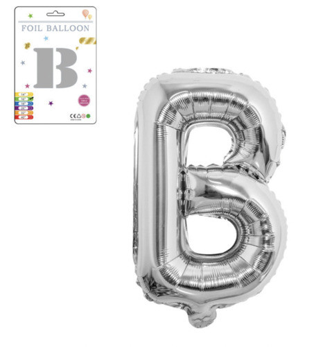 Фольгована надувна куля букви, буква B, срібло, 40,5 см