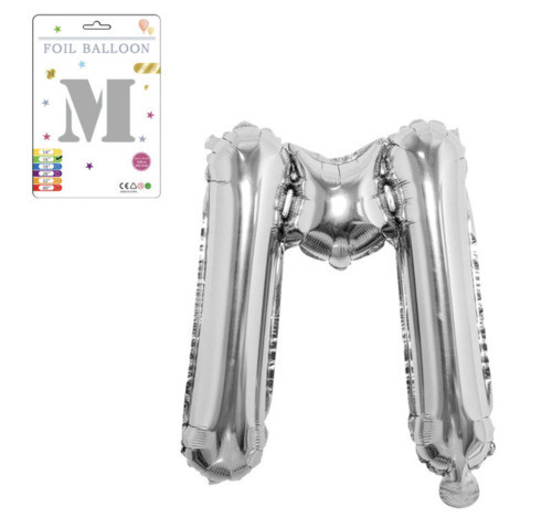 Фольгована надувна куля букви, буква M, срібло, 40,5 см