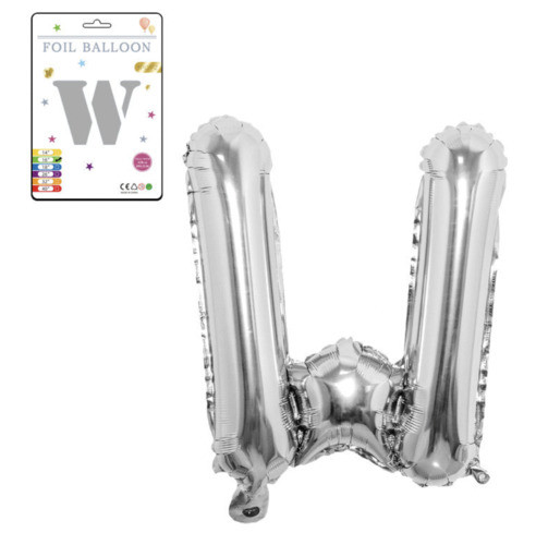 Фольгована надувна куля букви, буква W, срібло, 81 см
