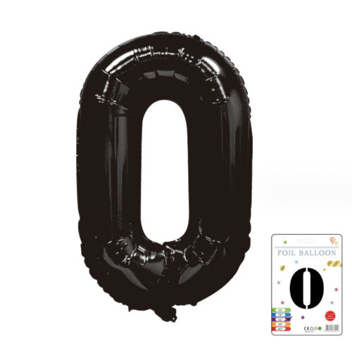 Фольгована надувна куля цифра 0, чорна, 81 см
