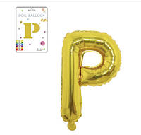 Фольгированный надувной шар буквы, буква P, золото, 32 дюйма (81 см)