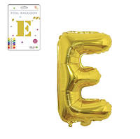 Фольгированный надувной шар буквы, буква E, золото, 16 дюймов(40,5 см)