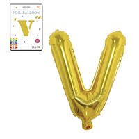 Фольгированный надувной шар буквы, буква V, золото, 32 дюйма (81 см)