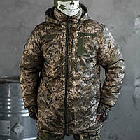 Мужская зимняя Куртка Weapons с Капюшоном и Флисовой подкладкой / Водонепроницаемый Бушлат на Синтепоне