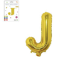 Фольгированный надувной шар буквы, буква J, золото, 32 дюйма (81 см)