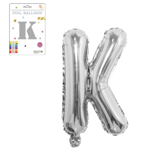 Фольгована надувна куля букви, буква K, срібло, 81 см