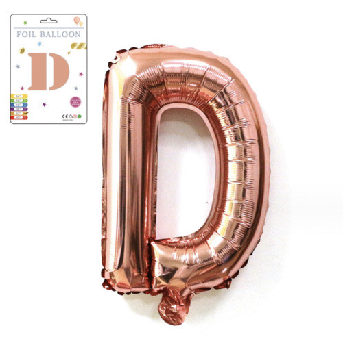 Фольгована надувна куля букви, буква D, рожева, 40,5 см