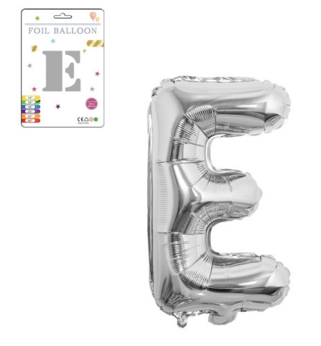 Фольгована надувна куля букви, буква E, срібло, 81 см