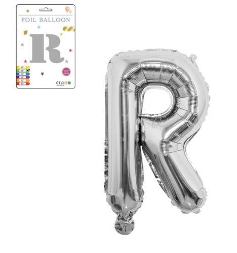 Фольгована надувна куля букви, буква R, срібло, 81 см