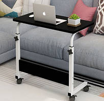 Пересувний стіл для ноутбука з регулюванням висоти, 60х40 см. Чорний