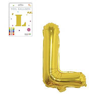 Фольгированный надувной шар буквы, буква L, золото, 32 дюйма (81 см)