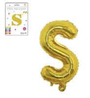 Фольгированный надувной шар буквы, буква S, золото, 32 дюйма (81 см)