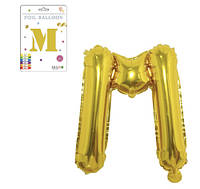 Фольгированный надувной шар буквы, буква M, золото, 32 дюйма (81 см)