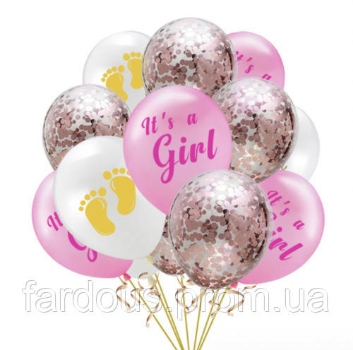 Набір надувних кульок для гендерної вечірки, виписки з пологового будинку, фотосесії "це дівчинка", рожева дівчинка