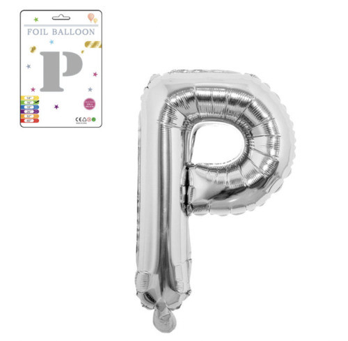 Фольгована надувна куля букви, буква P, срібло, 40,5 см