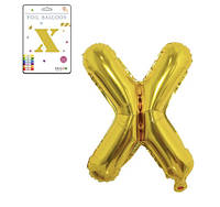 Фольгированный надувной шар буквы, буква X, золото, 16 дюймов(40,5 см)