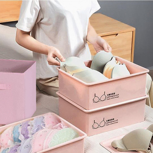 Органайзер для білизни та багатофункціональний пластиковий ящик-органайзер для зберігання з кришкою, 31*24*11,5 см.Рожевий