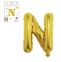 Фольгированный надувной шар буквы, буква N, золото, 32 дюйма (81 см)