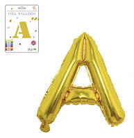 Фольгированный надувной шар буквы, буква А, золото, 16 дюймов(40,5 см)