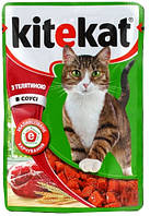 Влажный корм для кошек Kitekat (Китикет) пауч телятина в соусе, 100 г