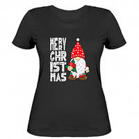 Женская футболка Merry Christmas Рождественский гном