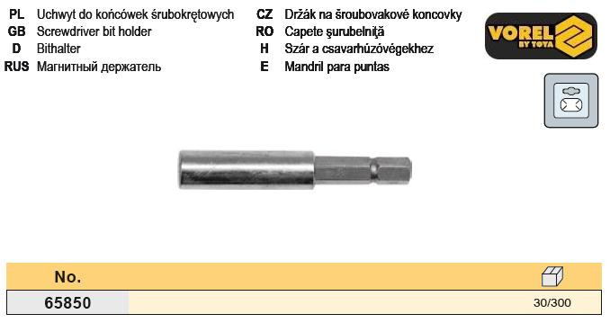 Тримач біт насадок магніт 60 мм VOREL-65850