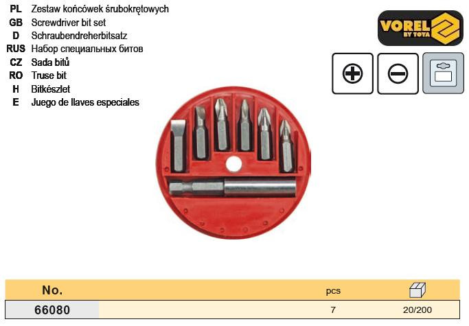 Набір тримач магніт біти насадки 7 шук VOREL-66080