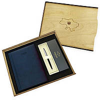 Подарочный набор: Коробка + Шариковая ручка Parker JOTTER 17 CT BP 15 632 + Блокнот Brunnen 2024 Синий 73-795