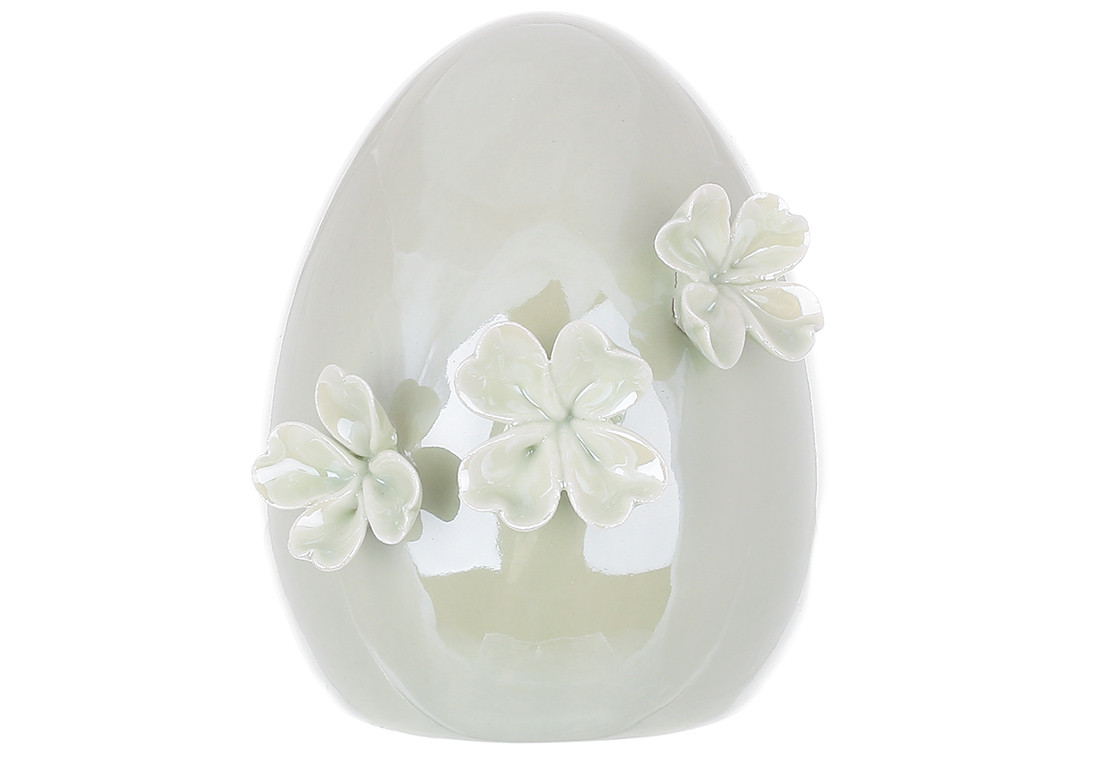 Декор у формі яйця з квітами 10см, матеріал - порцеляна, колір - зелений - 2 шт УПАКОВКА ТОВАР ВІД ВИРОБНИКА