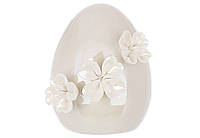 Декор в форме яйца с цветами 10см, материал - фарфор, цвет - белый перламутровый 727-530 - 2 шт УПАКОВКА ТОВАР