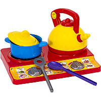 Дитячий ігровий набір для Юної господині №6 з 6 предметів кухонного посуду та плити BS-048/6