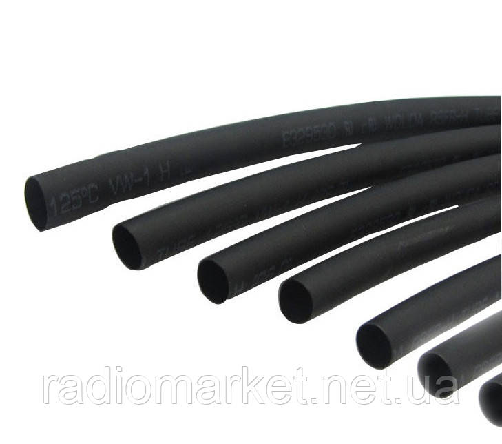 Термоусудка W-1H без клею 4,0/2,0 мм, чорний, пак.-100 метрів, фото 1