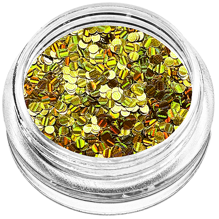 Конфеті кружечки для декору, золота голограма дрібні, фото 1