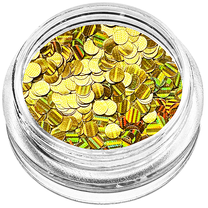 Конфеті кружечки для декору, золота голограма середні, фото 1