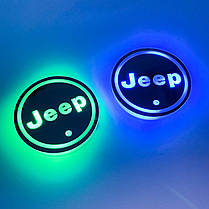 Світлодіодне інтелектуальне підсвічування підсклянника з логотипом JEEP (Джип) RGB, фото 5