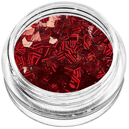 Шестигранники конфеті для декору, червона голограма дрібні, фото 1