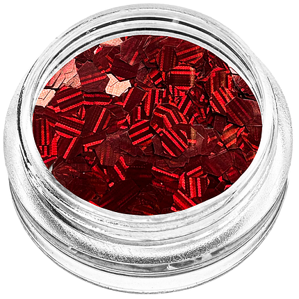 Шестигранники конфеті для декору, червона голограма великі, фото 1