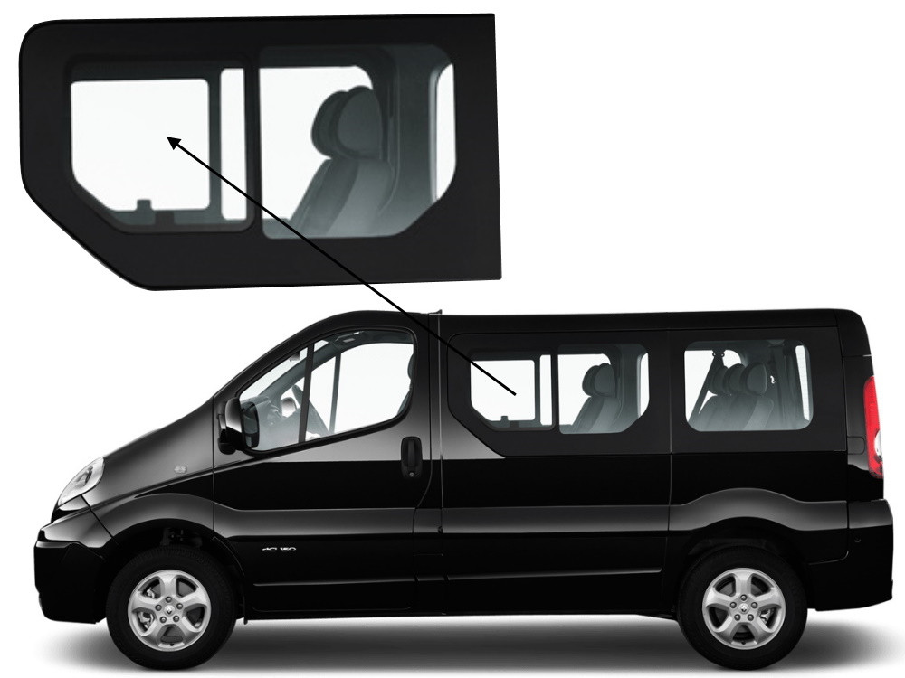 Бічне скло Nissan Primastar 2001-2013 салону з кватиркою переднє ліве, фото 1